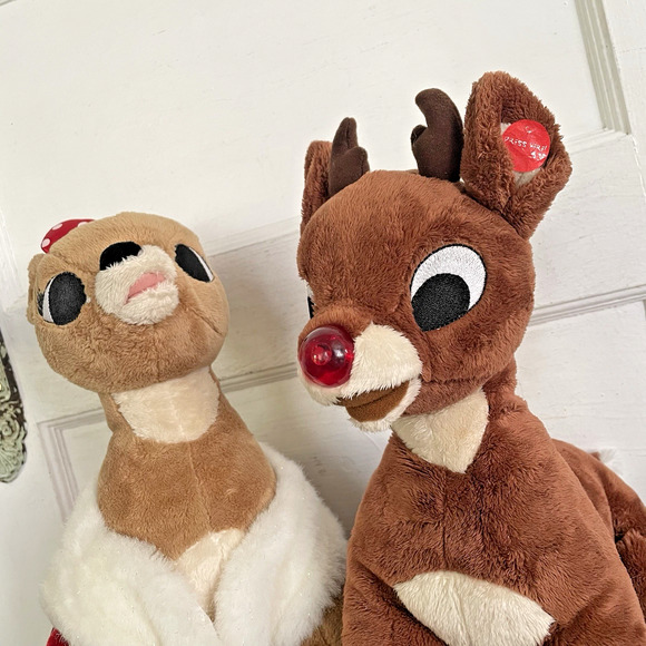 Build A Bear RUDOLPH & CLARICE REINDEER Plush Light Up Nose Works 15" - Picture 4 of 10